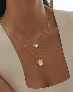 Gemnel-collar de cadena de satélite con colgante de nácar, joyería elegante de oro, moneda - Product Image 2