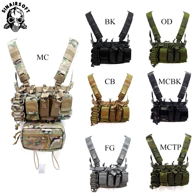 Multi-Pocket Lightweight Nylon Running Hunting Chest Rig Modular Adjustable Tactical Molle D3 Split Tactical Vest Chest Rig