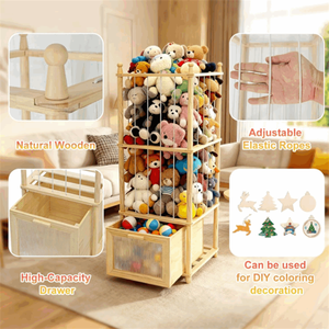 Organisateur de zoo en bois à <span class=keywords><strong>thème</strong></span> de Noël, décoration en bois à faire soi-même, rangement pour animaux en peluche avec tiroir à vue dégagée - Product Image 2