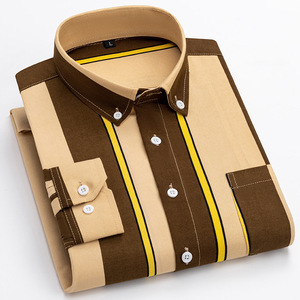 Nuova camicia da uomo a maniche lunghe con strisce verticali alla moda e Multi-colore Business Casual camicia senza ferro - Product Image 1