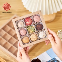 Boîte en papier pour chocolat de la marque Baoren, nouvelle, personnalisable, impression numérique, 4/9/16/25 grilles, boîtes d'emballage alimentaire jetables pour desserts et bonbons