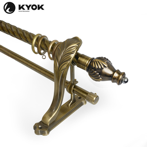Juego de Barra de Cortina de Estilo Musulmán Clásico de Bronce, Simple/Doble, de KYOK Home <span class=keywords><strong>Curtain</strong></span> Decoration Factory - Product Image 6