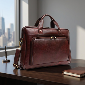Sac à main pour ordinateur portable en cuir véritable vintage 100 % imperméable B.S INTERNATIONAL modèle BTR560, pour homme, porte-documents de bureau - Product Image 3