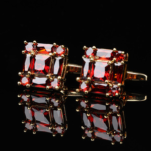 Offre Spéciale nouveaux boutons de manchette de mode pour hommes boutons de manchette en cristal de diamant français boutons de manchette en cristal rouge - Product Image 4