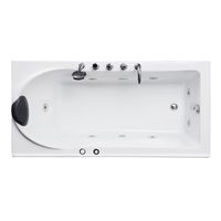 Moderna Bañera Rectangular Independiente de Acrílico Blanco para Hotel, con 12 Boquillas y Luces de Colores, Superficie Cómoda para Apoyarse