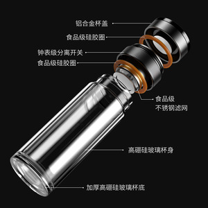 High End Magnetic Tea Water Separator Cup Double Walled Glass With Filter For Men Gift - Product Image 1