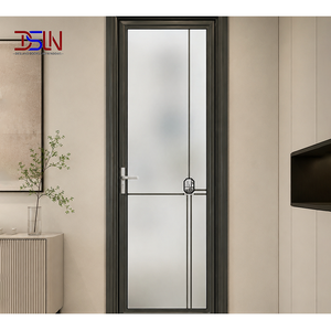 Porte battante moderne en aluminium avec vitrage Low-e, sécurité renforcée, sur mesure pour villa et salle de bain - Product Image 1