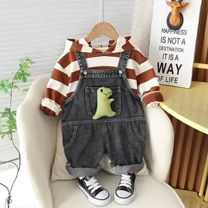 Moda Menino Roupas Calças Impressão Casual Cartoon Pano Jeans Baby Denim Calças Macacões Curtos