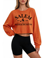 Sweat-shirt pour femme personnalisé OEM ODM à marque privée, style court, imprimé lettres, pour l'exportation, coupe généreuse et élégante
