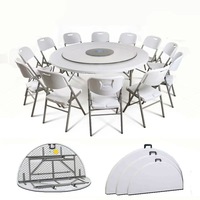 Table ronde pliante en plastique professionnelle pour décor de Banquet de mariage intérieur extérieur panneau de maison moderne élégant en fer métallique