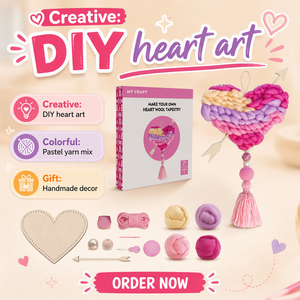 Kit de bricolage <span class=keywords><strong>VOSAN</strong></span> : Créez votre propre tapisserie murale en laine en forme de cœur – Animaux, nature, éducatif pour enfants, fait main, décoration murale, jouet de couture STEM - Product Image 2
