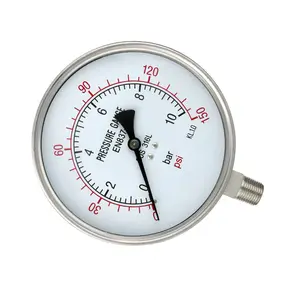 Large Dial Air Pressure Meter 25 Bar Bottom Connected Types ZG1/2 Thread Stainless Steel Pressure Gauge