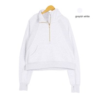 Veste polaire respirante pour femme, coupe classique, avec appliqué personnalisé en strass imprimé, col montant, demi-zip, pour yoga, gym et entraînement