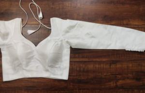 Chemise élégante en soie dupion à manches longues avec lien à nouer au dos, style ethnique - Product Image 3