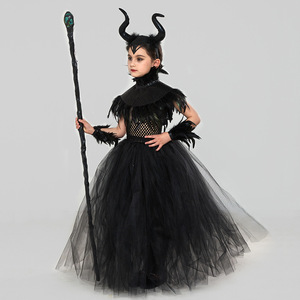 <span class=keywords><strong>Disfraz</strong></span> de bruja para niñas, conjuntos de 3 uds de alas de cuernos, vestido de tutú de <span class=keywords><strong>maléfica</strong></span> reina malvada, traje de vampiro con tocado de diablo de Halloween - Product Image 2
