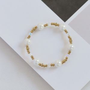Custom Wholesale Stainless Steel Fashion Bead Pearl Bracelets 14k 18k <b>Gold</b> <b>Plated</b> Bracelet & <b>Bangles</b> for Women - Product Image 4