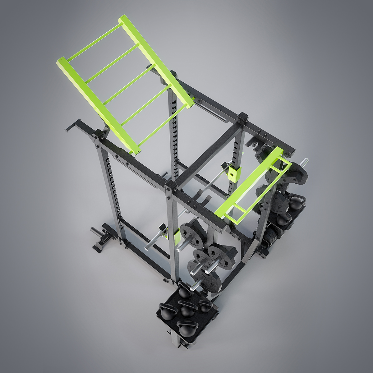 ラットプルダウンマルチスミスマシン付きパワーラックレッグ