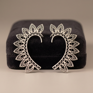 <b>SILVER</b> ZONE Tibetan <b>Silver</b> Plant Pattern <b>Cuff</b> Earrings Women's Bohemia Style Anniversary Jewelry Brass Antique <b>Silver</b> Plated - Product Image 1