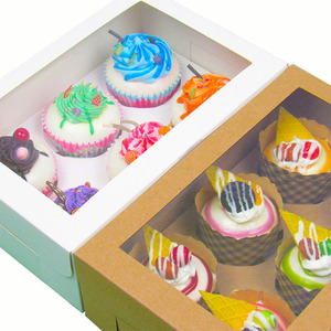 Số Lượng Lớn Giấy Sóng Lỗ Muffin Cup Bánh Bao Bì Hộp Bán Buôn Tùy Chỉnh Mini Cupcake Box - Product Image 6