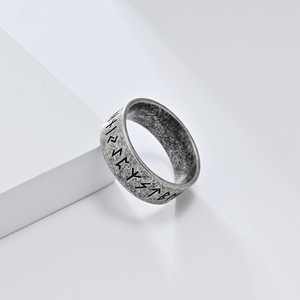 Nordic Viking Rune Titanium Steel <b>Ring</b> Antique Silver Gold Black Unisex Jewelry Gift - Product Image 3