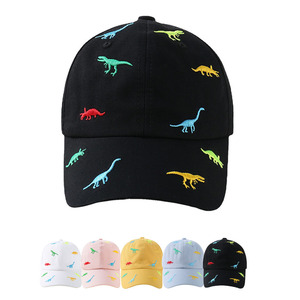 Haute qualité réglable dessin animé <span class=keywords><strong>dinosaure</strong></span> broderie bord incurvé enfants <span class=keywords><strong>papa</strong></span> chapeaux Logo personnalisé 6 panneau Gorras coton casquettes de Baseball - Product Image 1