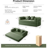 Canapé-lit modulaire pliable et convertible en velours côtelé 4-en-1, personnalisable pour hôtels, gîtes et appartements – Échantillon disponible, directement de l'usine