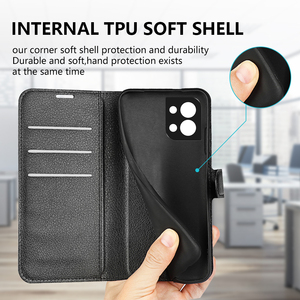 เคสฝาหลังหนัง Pu แบบกระเป๋าสตางค์,สำหรับ <span class=keywords><strong>Oppo</strong></span> Reno 9 <span class=keywords><strong>Pro</strong></span> <span class=keywords><strong>Plus</strong></span> <span class=keywords><strong>Reno8</strong></span> 4 5G Folio Litchi Card - Product Image 4