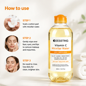 Limpiador Facial con Bomba Dosificadora para Mejorar las Imperfecciones de la Piel, Desmaquillante Facial, Labial y de Pestañas, Agua Micelar con Vitamina C - Product Image 5