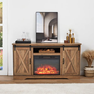 Centro <span class=keywords><strong>de</strong></span> <span class=keywords><strong>Entretenimiento</strong></span> <span class=keywords><strong>de</strong></span> Madera con Chimenea Eléctrica y Puerta Corredera Estilo Granero <span class=keywords><strong>para</strong></span> <span class=keywords><strong>TV</strong></span> - Product Image 1