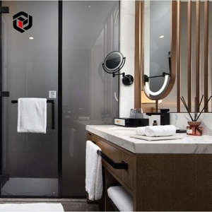 Ensemble complet de mobilier d'hôtel haut de gamme et moderne, fabriqué en usine, comprenant une tête de lit sur mesure en bois massif et une armoire fonctionnelle pour appartement élégant. - Product Image 5