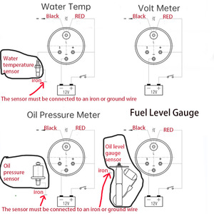 Nuevo Triple negro para Auto Meter Car Instrument Gauge para la temperatura del agua en Fahrenheit Presión de aceite en psi Volts Condition Nuevo - Product Image 3