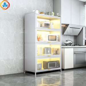 Modern Stainless Steel <b>Storage</b> <b>Table</b> <b>Side</b> Cabinet with Thickened Wheels Dust-proof Multilayer Floor Pan Durable Easy Clean - Product Image 3