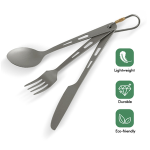 Tenedor de <span class=keywords><strong>Camping</strong></span> ultraligero RTS, juego de cocina de <span class=keywords><strong>Camping</strong></span> de titanio, juego de cubiertos de <span class=keywords><strong>Camping</strong></span> de titanio duradero con mosquetón - Product Image 2