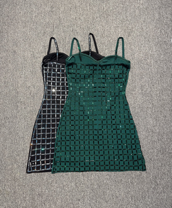 SB3546 <span class=keywords><strong>Mini</strong></span> Abito da Donna alla Moda con Spalline Sottili, Vestito da Festa Trasparente in <span class=keywords><strong>Rete</strong></span> con Perline di Cristallo per Night Club - Product Image 2