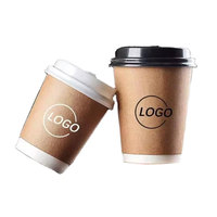 Lebensmittelechtes Biologisch Abbaubares Kraftpapier 90mm Durchmesser Individuelles Logo Doppelwandige Starke Auslaufsichere Einweg-Pappbecher für Kaffee zum Mitnehmen