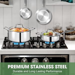 Juego <span class=keywords><strong>de</strong></span> utensilios <span class=keywords><strong>de</strong></span> <span class=keywords><strong>cocina</strong></span> <span class=keywords><strong>de</strong></span> 3 capas <span class=keywords><strong>de</strong></span> acero inoxidable <span class=keywords><strong>de</strong></span> 11 piezas con tapas, ollas y sartenes, juego <span class=keywords><strong>de</strong></span> <span class=keywords><strong>Cocina</strong></span> <span class=keywords><strong>de</strong></span> Inducción no tóxica, calidad <span class=keywords><strong>de</strong></span> <span class=keywords><strong>Chef</strong></span> profesional - Product Image 4