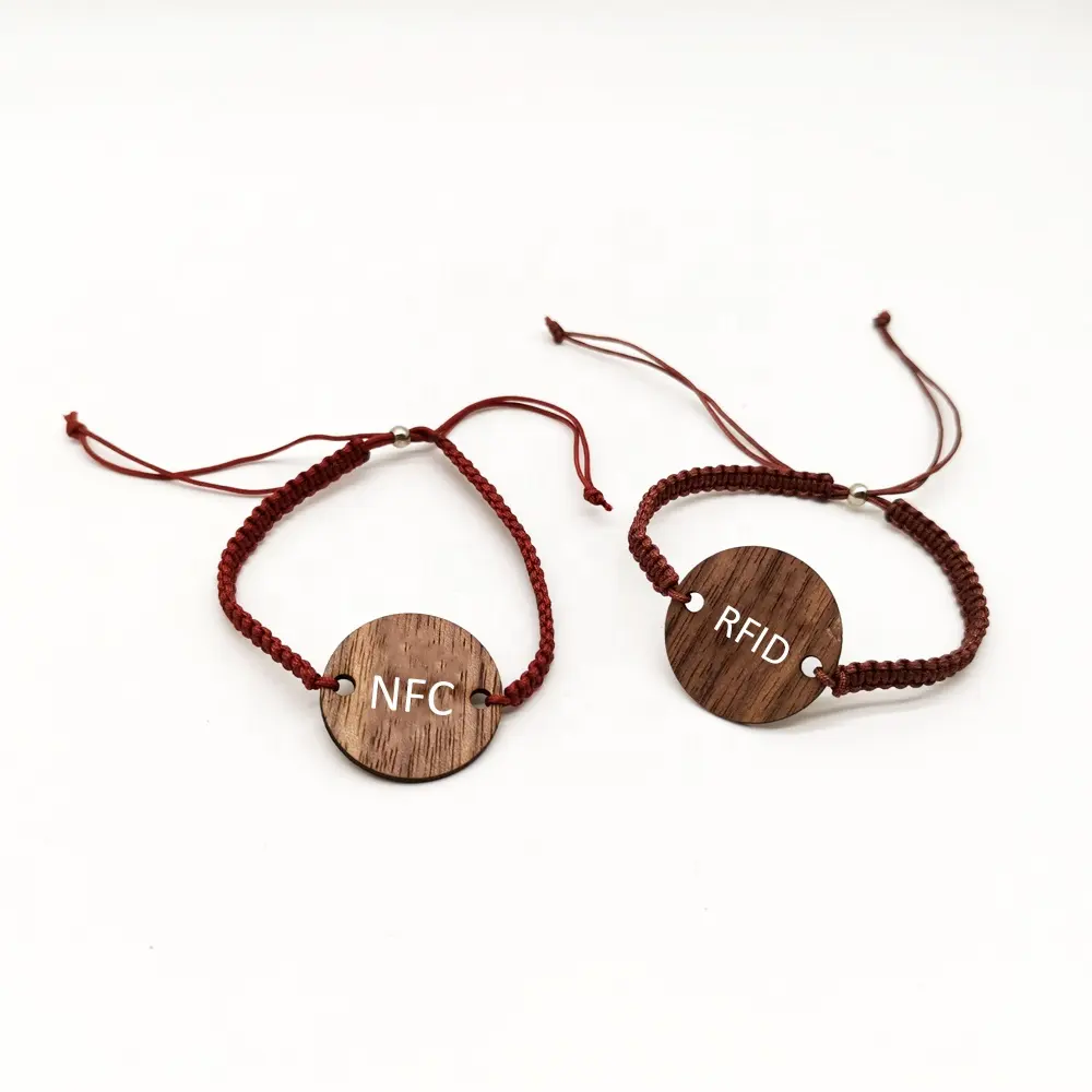 New style wristband rfid wood small NFC card Woven RFID Bracelet for resorts hotel