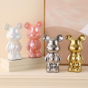 Mueble de <span class=keywords><strong>TV</strong></span> de cerámica de lujo de gama alta y estante de vino, adornos ligeros de lujo para sala de estar con decoración de oso, muebles para el hogar - Product Image 1