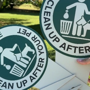 Heavy-Duty Rust-Free Aluminum Composite Sign for Indoor/Outdoor Use Please Clean Your Pet Sign Integrated <b>Ground</b> <b>Stakes</b> PP Cut - Product Image 6