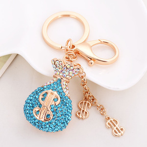 <span class=keywords><strong>Portachiavi</strong></span> con Dollaro Americano Placcato Oro, Cristalli e Strass, <span class=keywords><strong>Portachiavi</strong></span> con Simbolo del Dollaro e Sacchetto di Denaro - Product Image 2