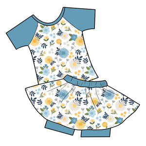 Conjunto de Falda y Camiseta de Manga Corta Raglán para Niñas, Marca Milk Silk - Product Image 2