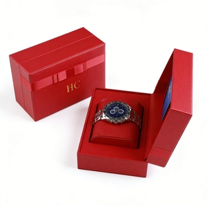 กล่องนาฬิกาวินเทจพรีเมียม กล่องโชว์เครื่องประดับหนัง PU แบบมีบานพับ กล่องใส่นาฬิกาหนัง PU ปั๊มฟอยล์โลโก้ตามสั่ง ขายส่ง - Product Image 6