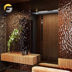 Cl309 Pvd Gekleurde Rose Goud Luxe Water Rimpel 304/316l Roestvrij Staal Plafondpaneel Decoratie Embossing Blad - Product Image 3