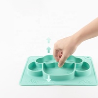 Assiette à dîner pour bébé en silicone sans BPA, design de dessin animé, vaisselle d'entraînement pour enfants avec aspiration, assiette d'alimentation en silicone de qualité alimentaire pour bébé