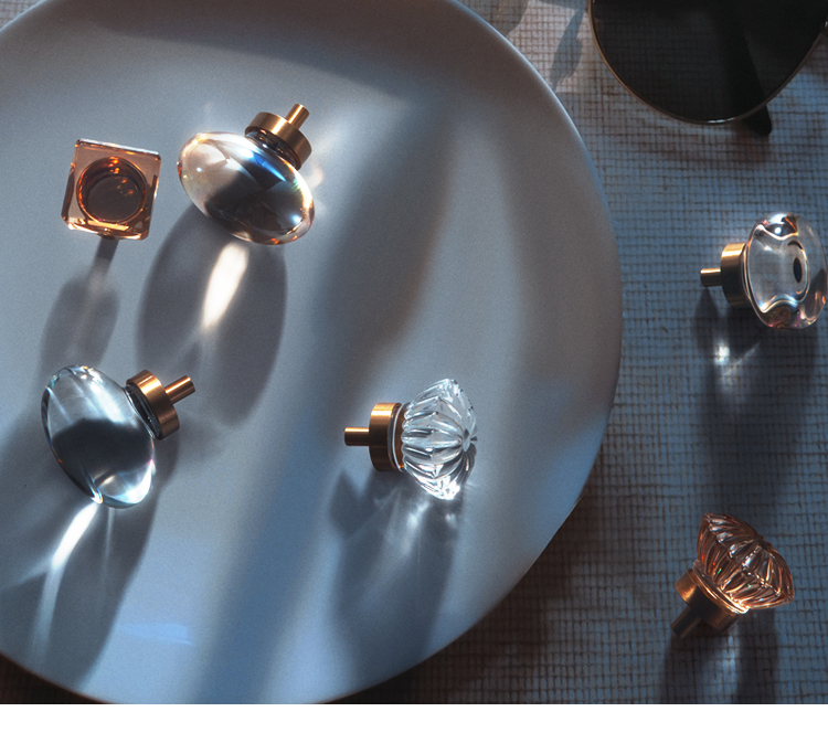 EADER Advanced transparent shiny brass crystal drawer wardrobe handle single hole simple cabinet dresser small handle