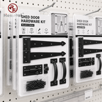 Kit de quincaillerie pour porte de remise noire - Charnières en T, poignée en D, verrou à barillet - Ensemble complet pour portail en bois extérieur, remise, abri de jardin