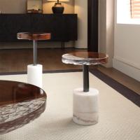 Table basse ronde moderne en époxy Mobilier design moderne Pied en pierre marbrée Ensemble de tables basses en résine pour salon
