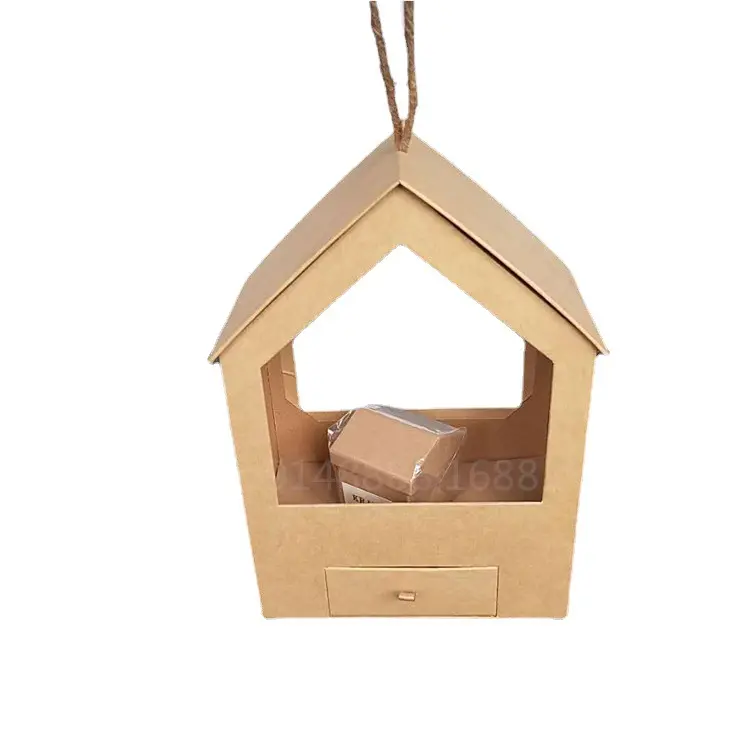 Europese Nieuwe Stijl Kraftpapier Kerst Kleine Huis Bruiloft Snoep Verpakking Holiday Gift Box