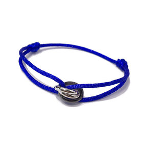 Anello Retrattile Geometrico Vintage in <span class=keywords><strong>Argento</strong></span> Tibetano con Corda Rossa e Tre <span class=keywords><strong>Anelli</strong></span> Neri Intrecciati in Acciaio Inossidabile e Silicone - Product Image 2