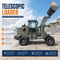 Chargeur télescopique LOGWAY, modèle populaire, avec une hauteur au sol de 255 mm et des performances diesel puissantes pour les travaux de terrassement.